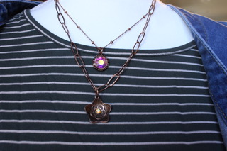 Vintage Copper Flower Pendant Necklace