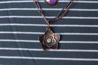Vintage Copper Flower Pendant Necklace