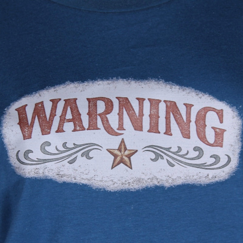 Warning Graphic Tee – Canvas Teal Comfort Colors Round Neck Shirt
