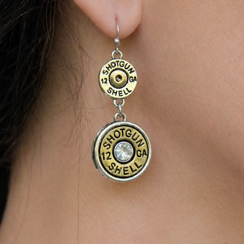 Rhinestone Shotgun Shell Dangle Earrings