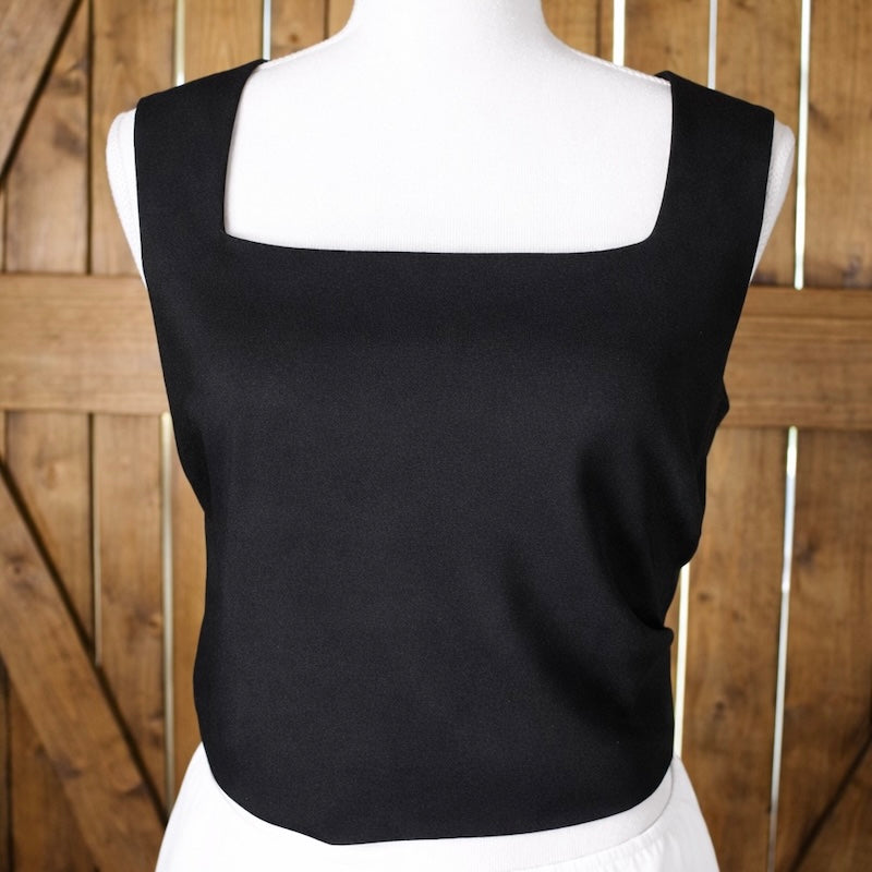Black Square Neck Tank | Structured Sleeveless Crop Top