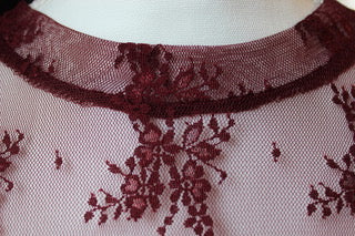 burgundy lace mesh top