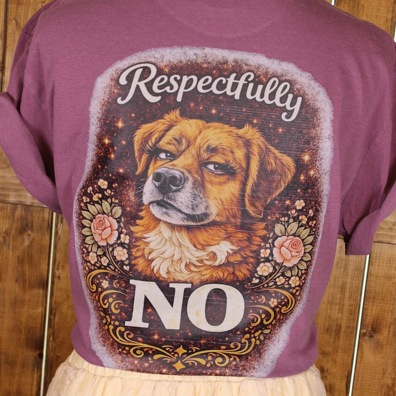 “Respectfully, No” – Cordi Tee (Plum | Comfort Colors)