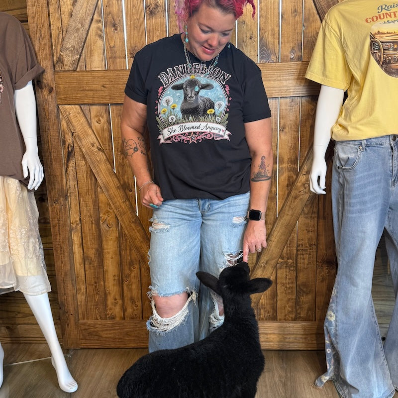 Dandelion Comfort Colors Graphic Tee | Support Rescue Care “She Bloomed Anyway”