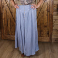 Denim Maxi Skirt with Front Slit | Button Front Boho Skirt