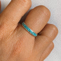 Turquoise eternity band ring in sterling silver with channel-set stone inlay