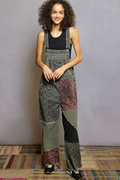 Patchwork Porch Overalls Black