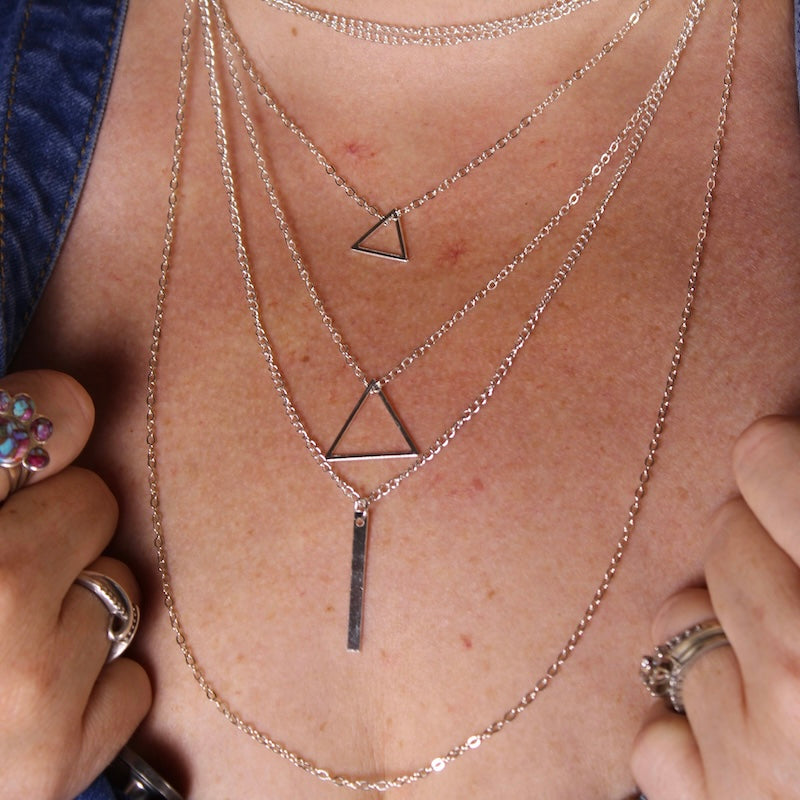Layered Boho Necklace | Multi Layer Triangle Pendant Necklace