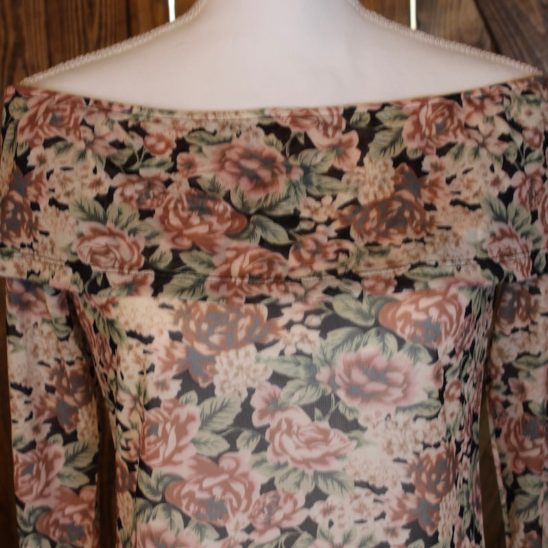 Plus Pink Floral Mock Neck Top