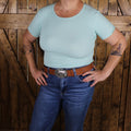Ribbed Cropped Fitted Tee | Mint