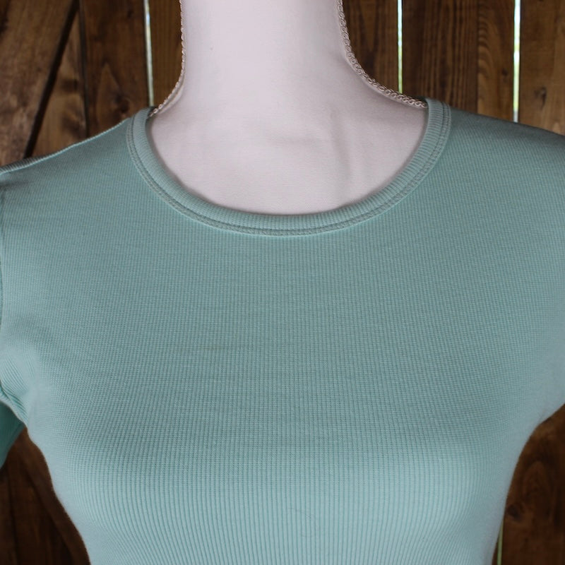 Ribbed Cropped Fitted Tee | Mint