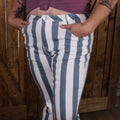 Striped Flare Jeans | High Waist Bell Bottom Denim Pants