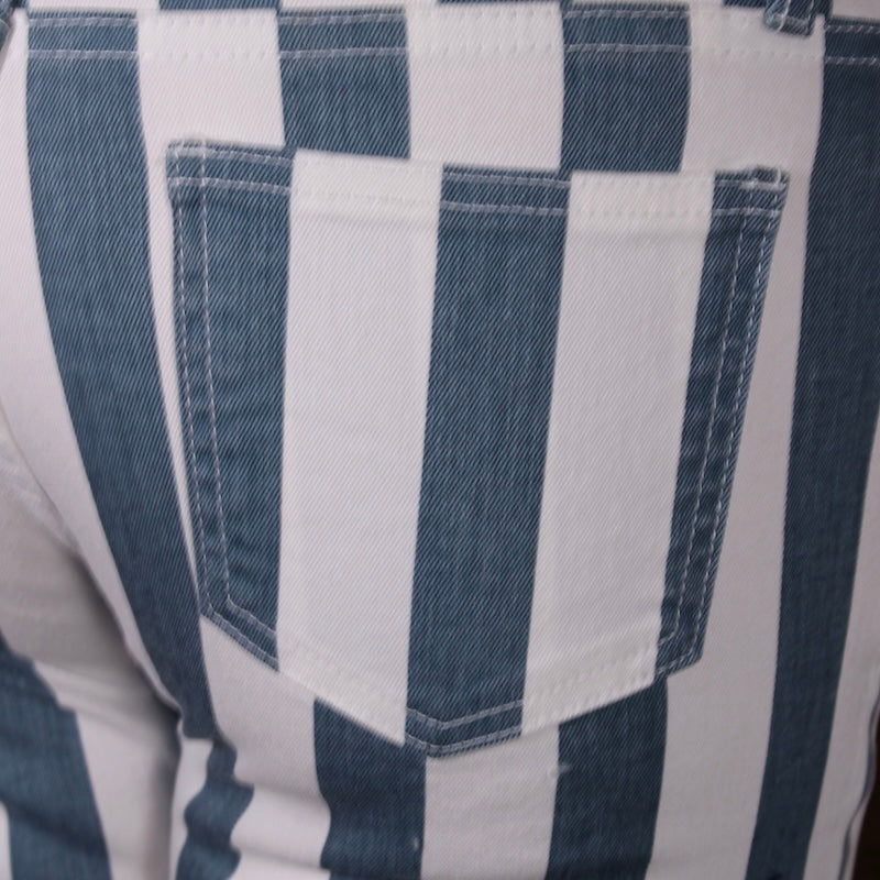 Striped Flare Jeans | High Waist Bell Bottom Denim Pants