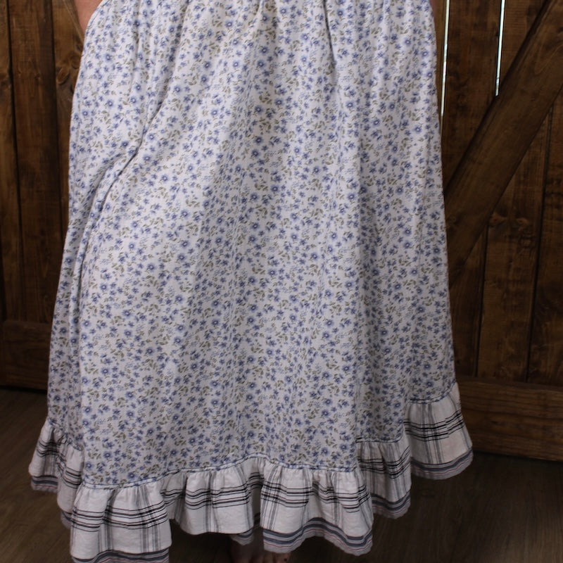 Modest Floral Midi Skirt with Pockets | Blue Boho Skirt
