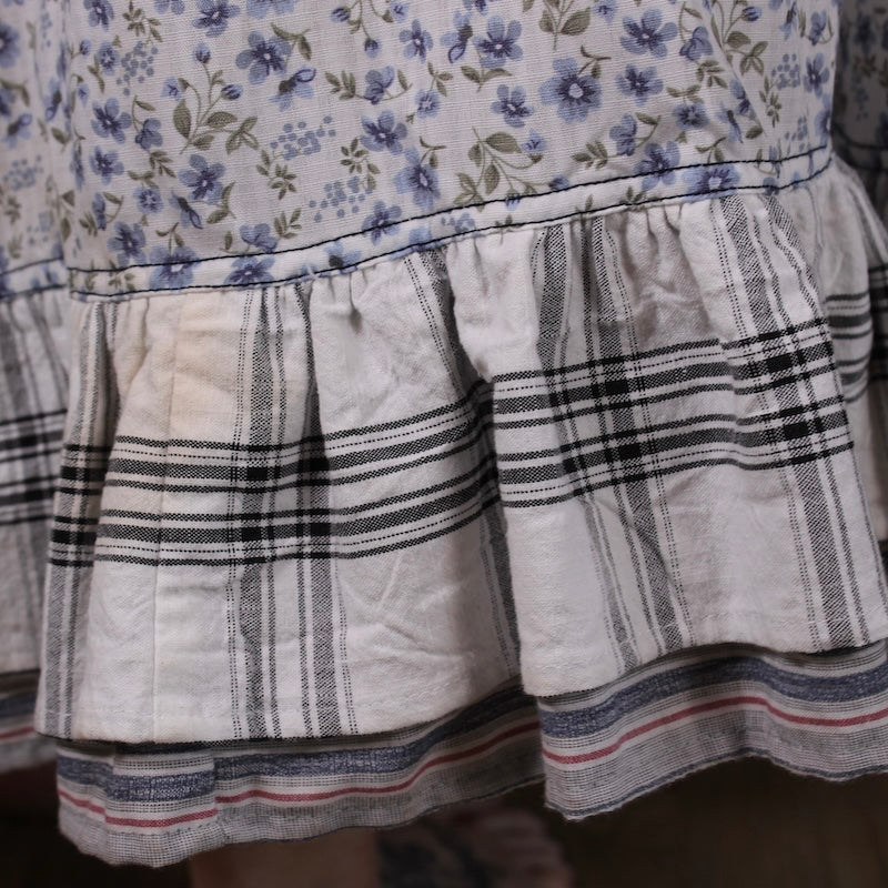 Modest Floral Midi Skirt with Pockets | Blue Boho Skirt