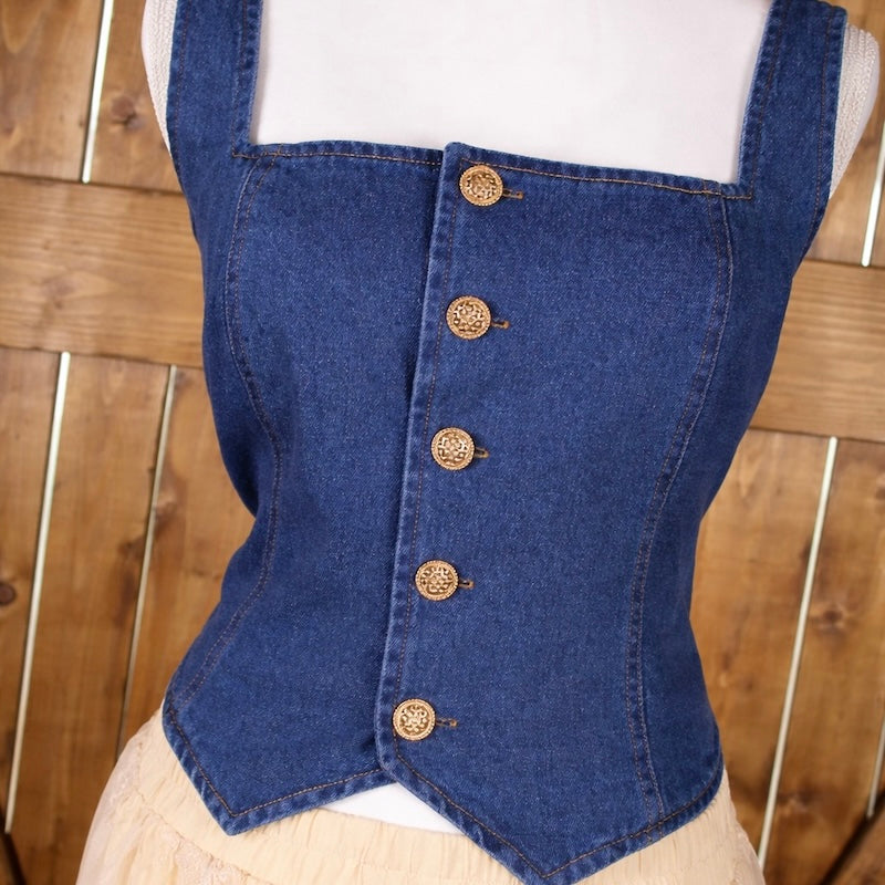 Denim Vest Top for Women | Button Front Cropped Western Top