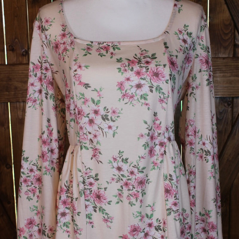 Pink Floral Pleated Blouse